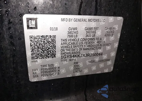 2018 Cadillac Escalade Esv Platinum z USA, uszkodzony, nr VIN 1GYS4KKJXJR250044